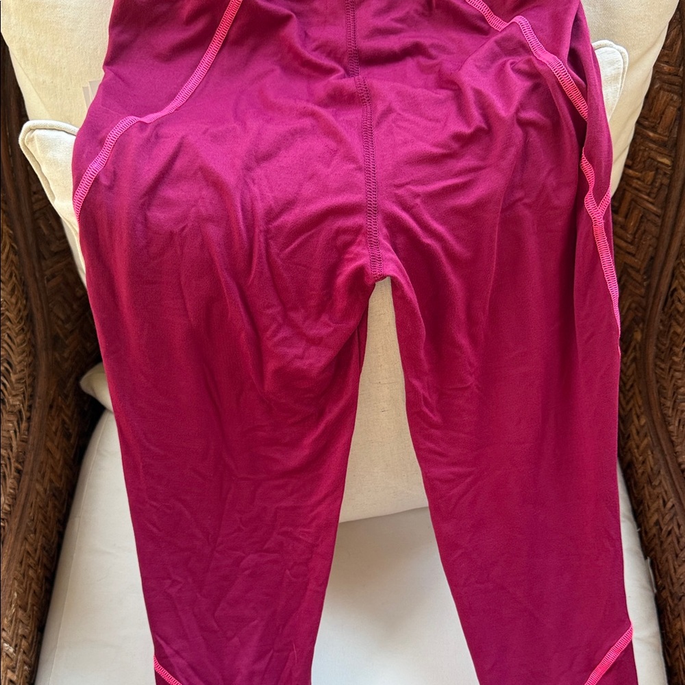 Calvin Klein Performance Girls Magenta Leggings with Pink Trim